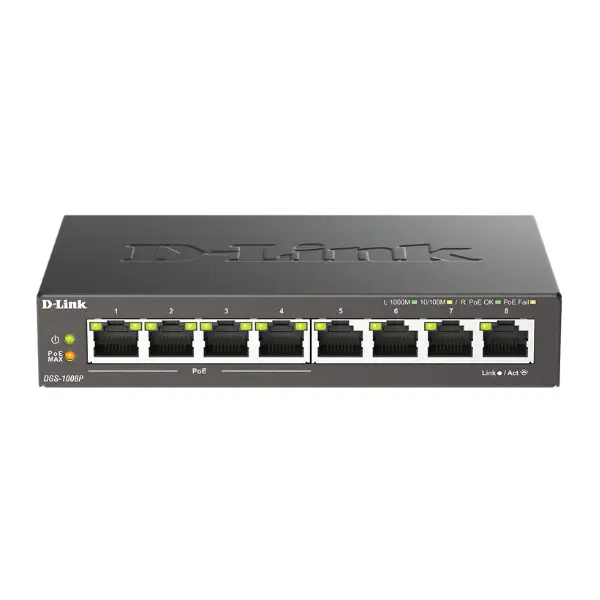 D-Link Switch 8 Port Gigabit , PoE (60W) \ DGS-1008P
