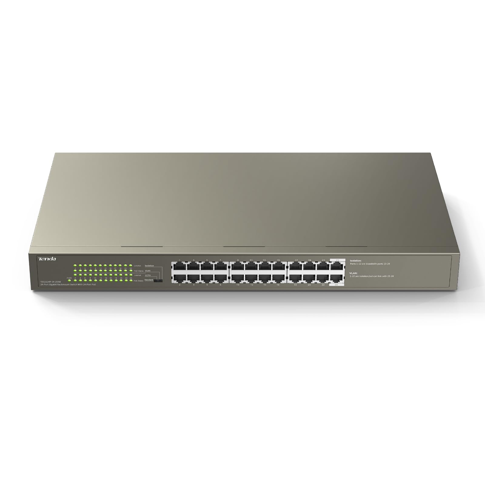 Tenda Switch, 24-Port Gigabit, PoE 250W \ TEF1126P-24-250W