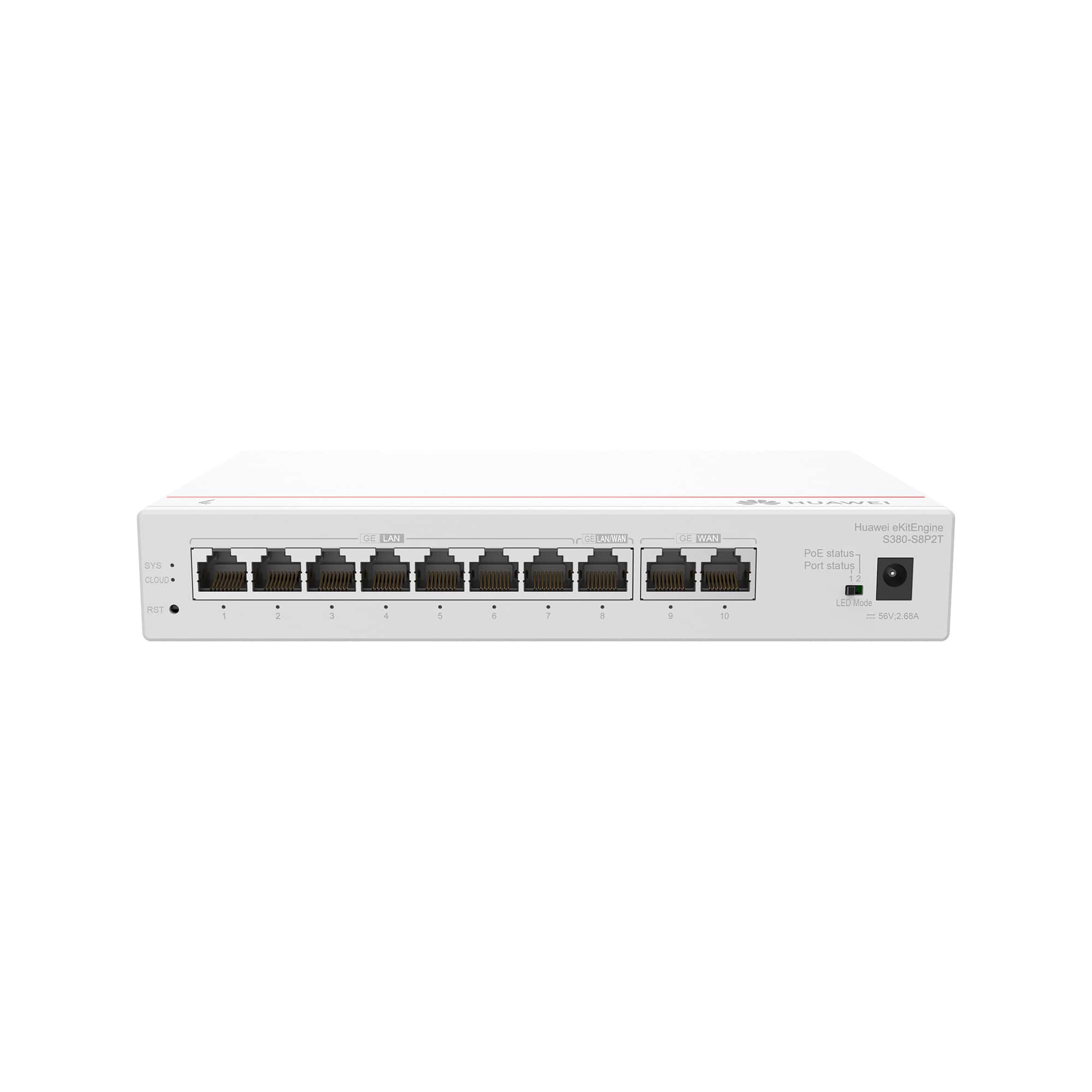 Huawei EKIT Multi-Service Gateway , 2 X G WAN, 8 X GE LAN, PoE (124W) , up to Users 300 \ S380-S8P2T